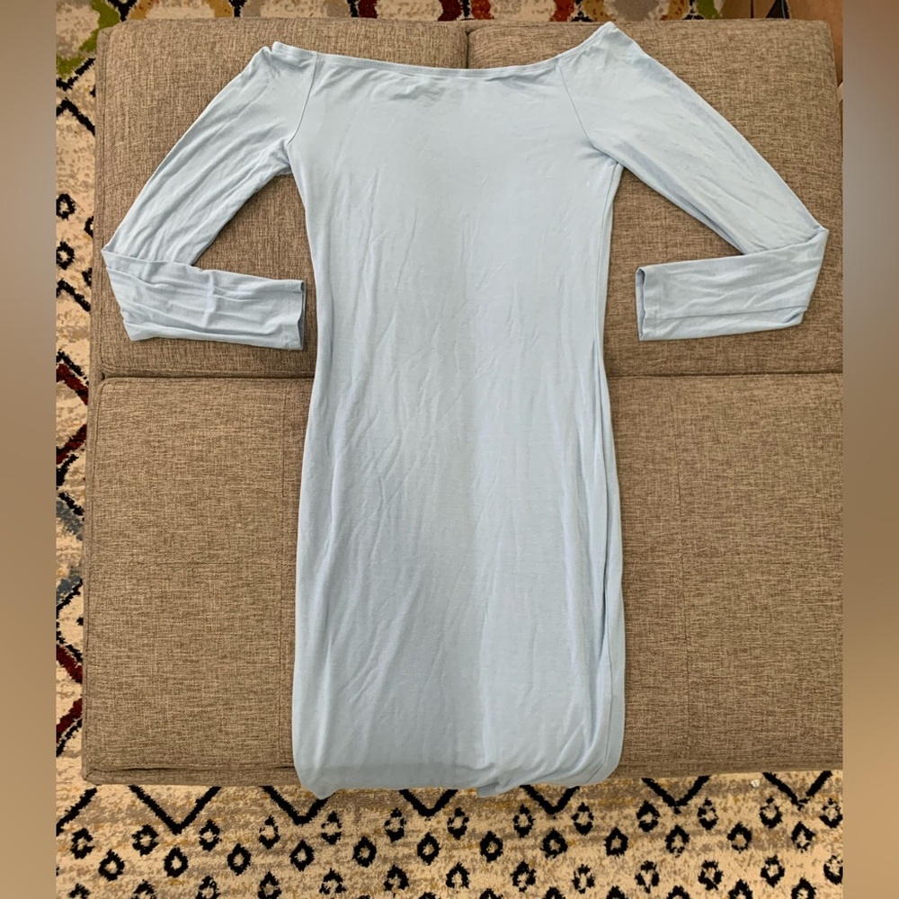 Elegant Blue Long Sleeve Dress